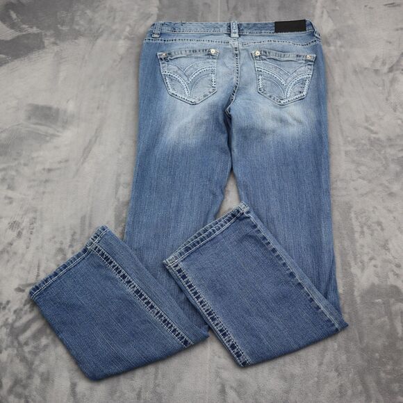 Twentyone Black by RU21 Pants Womens 12 Blue Denim Slimboot Distressed Jeans - Picture 8 of 16